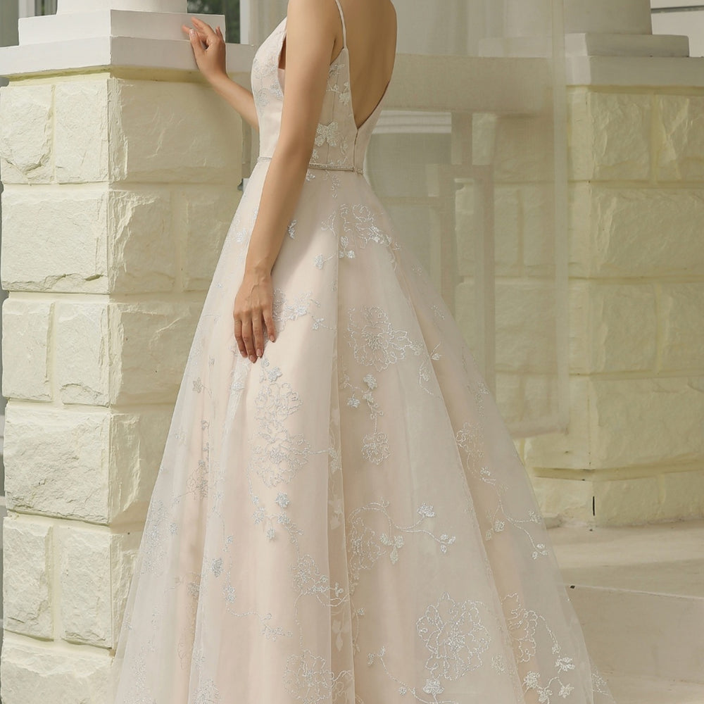 
                      
                        Glitter Patterned Wedding A Line Dress Bridal Gown
                      
                    