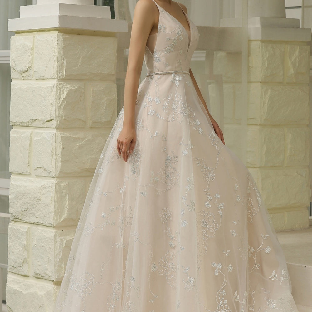
                      
                        Glitter Patterned Wedding A Line Dress Bridal Gown
                      
                    
