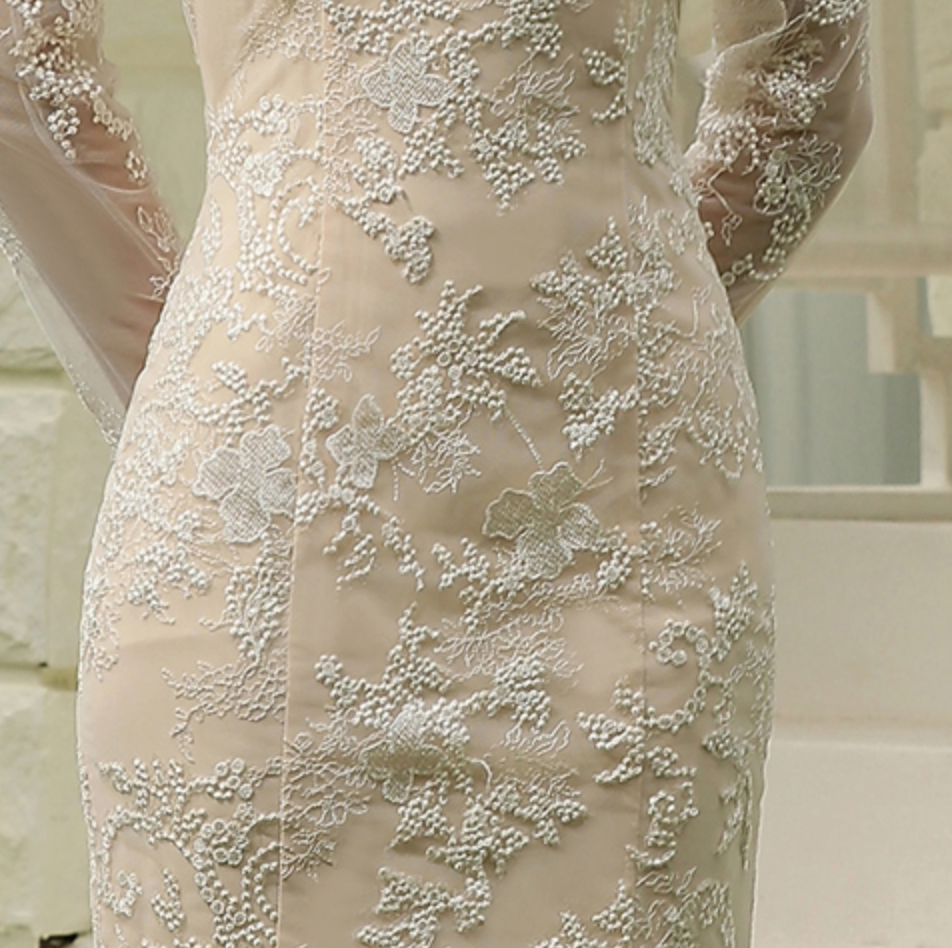 Off-the-Shoulder Sheath Wedding Dress with Luxury Illusion Lace