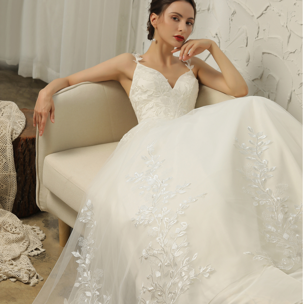 
                      
                        Appliquéd Straps Keyhole Back Bridal Gown
                      
                    