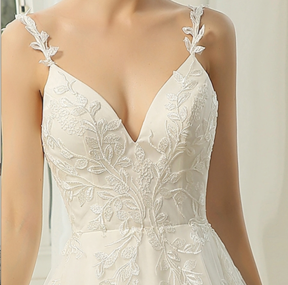 
                      
                        Appliquéd Straps Keyhole Back Bridal Gown
                      
                    