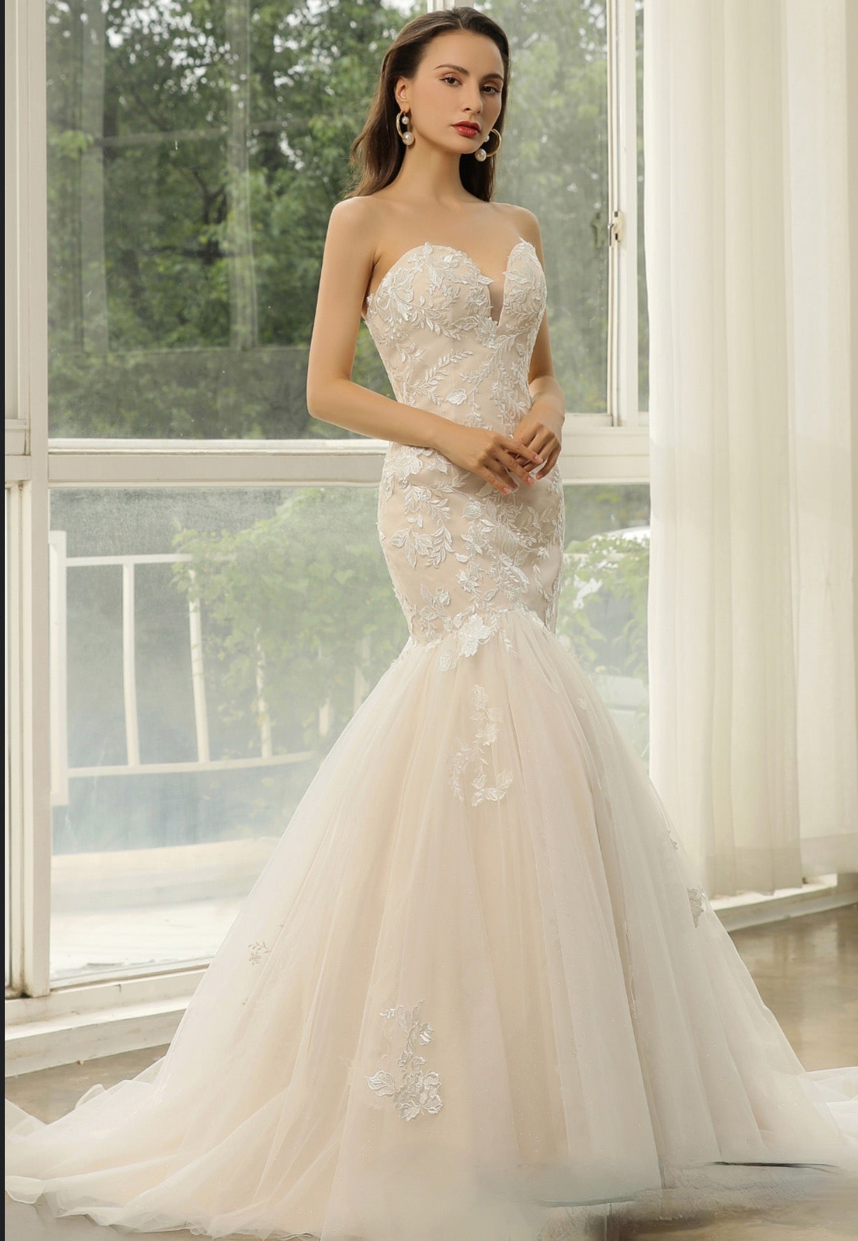 Sweetheart Lace Tulle Mermaid Wedding Gown