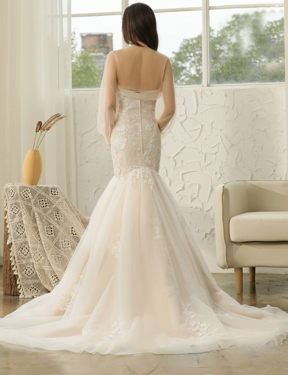 Sweetheart Lace Tulle Mermaid Wedding Gown