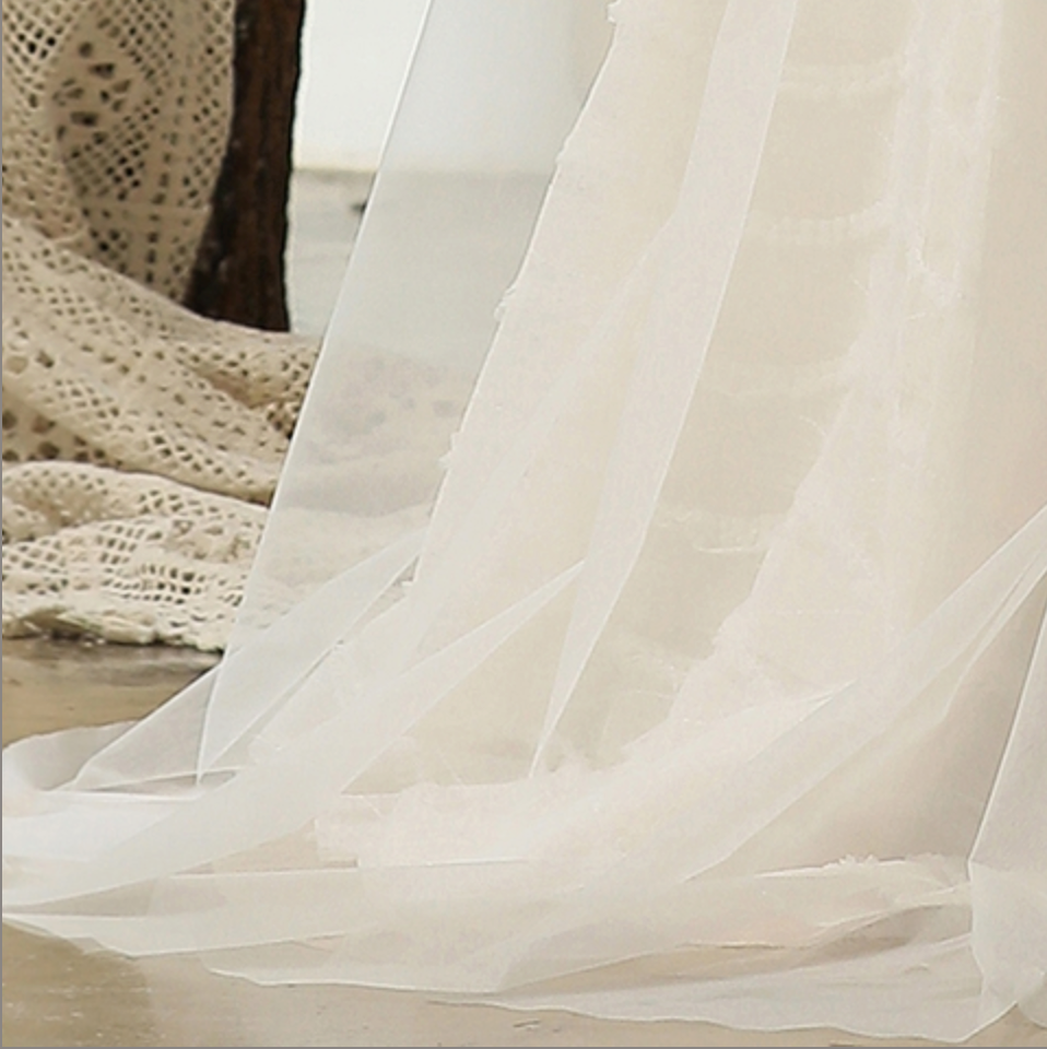 
                      
                        Simple Pleated A-line Wedding Dress With 3D Lace Underline
                      
                    