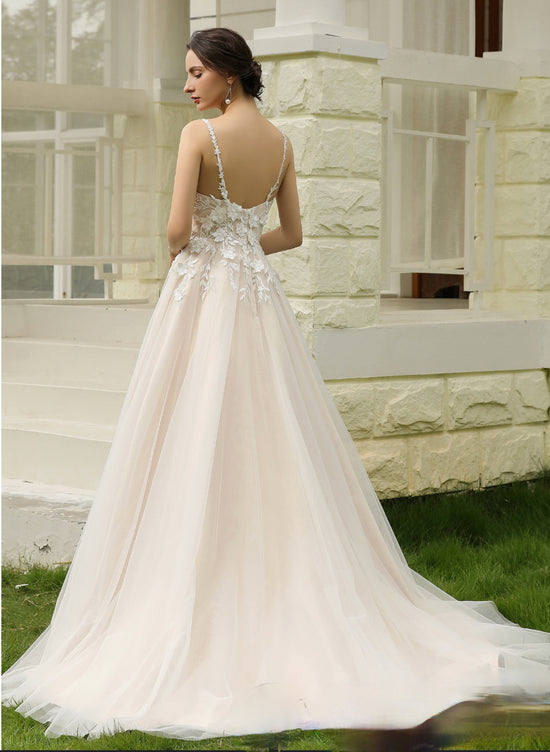 Princess Ballgown with Floral Lace Straps