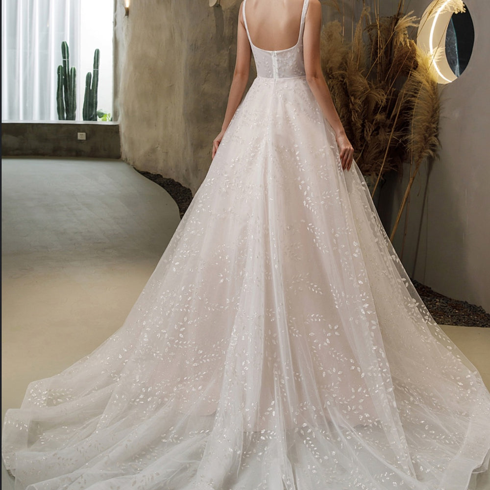 
                      
                        Pink Nude Princess Wedding Dress With Square Neckline
                      
                    