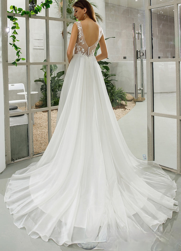 
                      
                        Sleeveless Illusion Lace Organza Wedding Dress
                      
                    