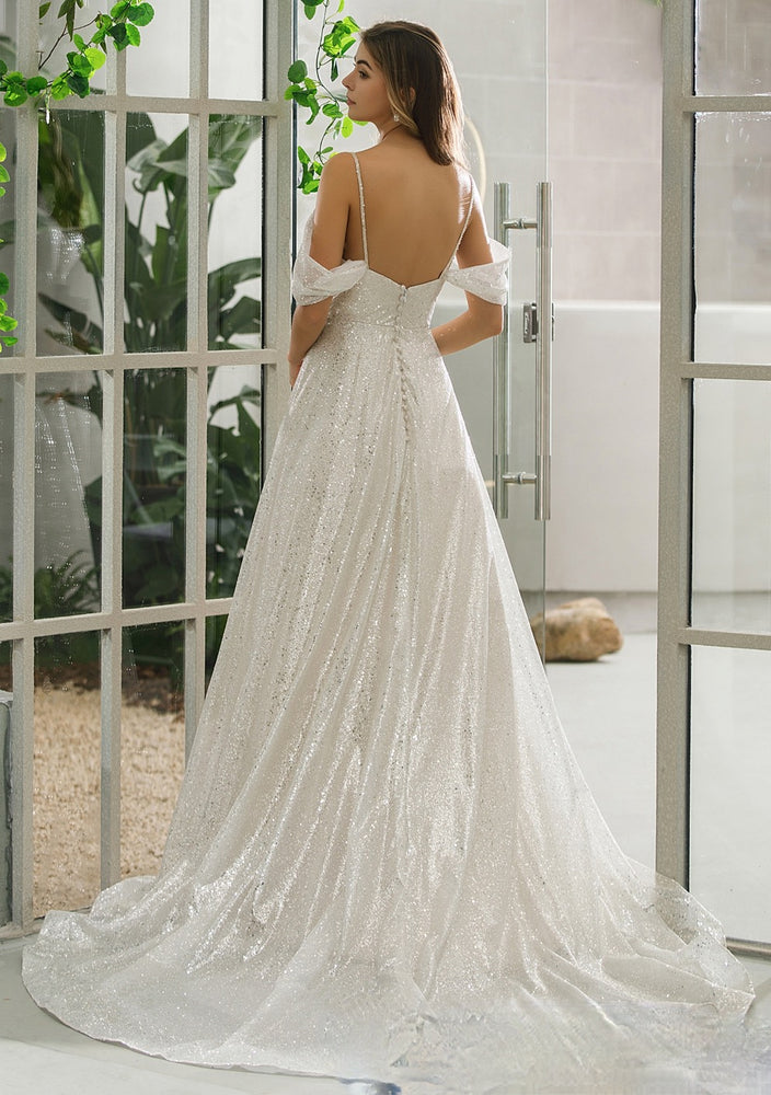 
                      
                        Shimmery Sequined Off-The-Shoulder A-line Bridal Gown
                      
                    