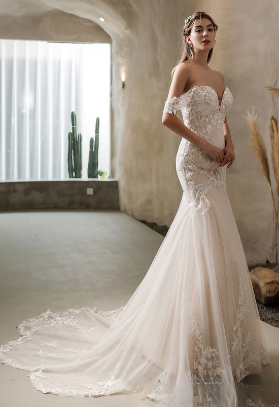 Lace Mermaid Bridal Gowns Detachable Panel Train Wedding Dresses Z1031 -  China Wedding Dresses and Bridal Ball Gowns price | Made-in-China.com