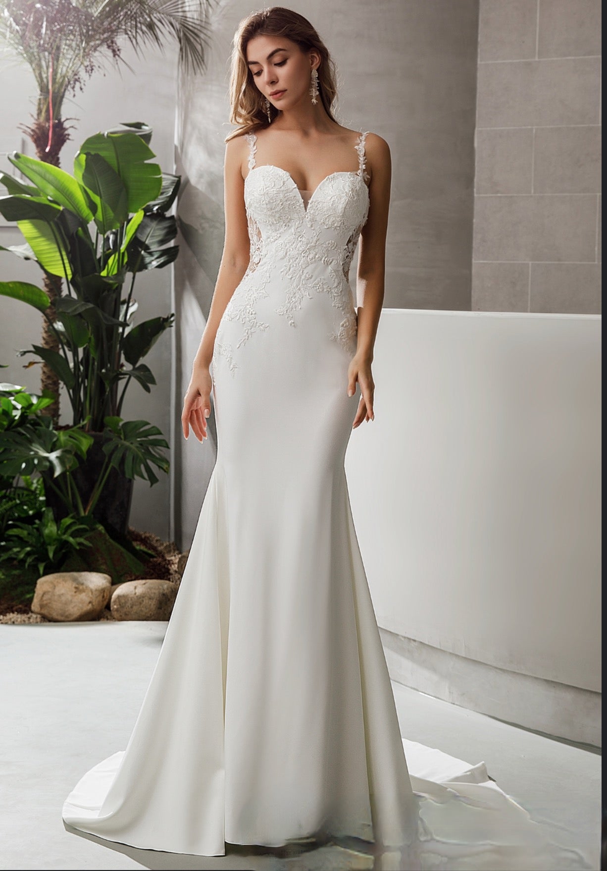 Fit-and-Flare Wedding Dress with Textured Floral Lace - LE1144