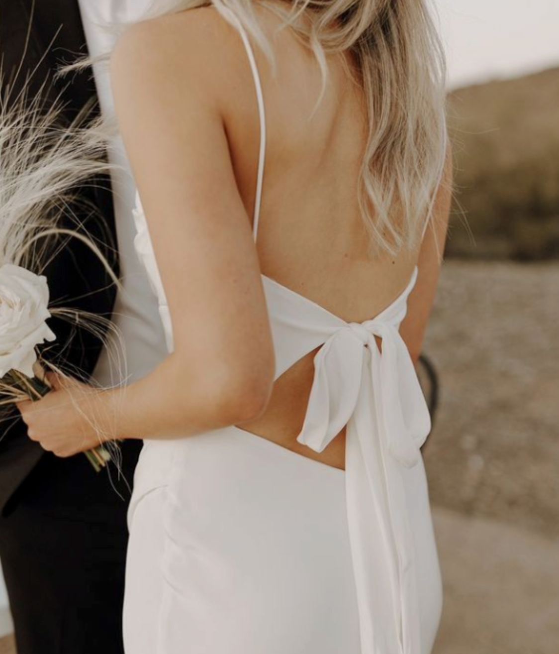 Load image into Gallery viewer, Simple Sexy Boho Mermaid High Slit Bohemian Satin Wedding Bridal Gown
