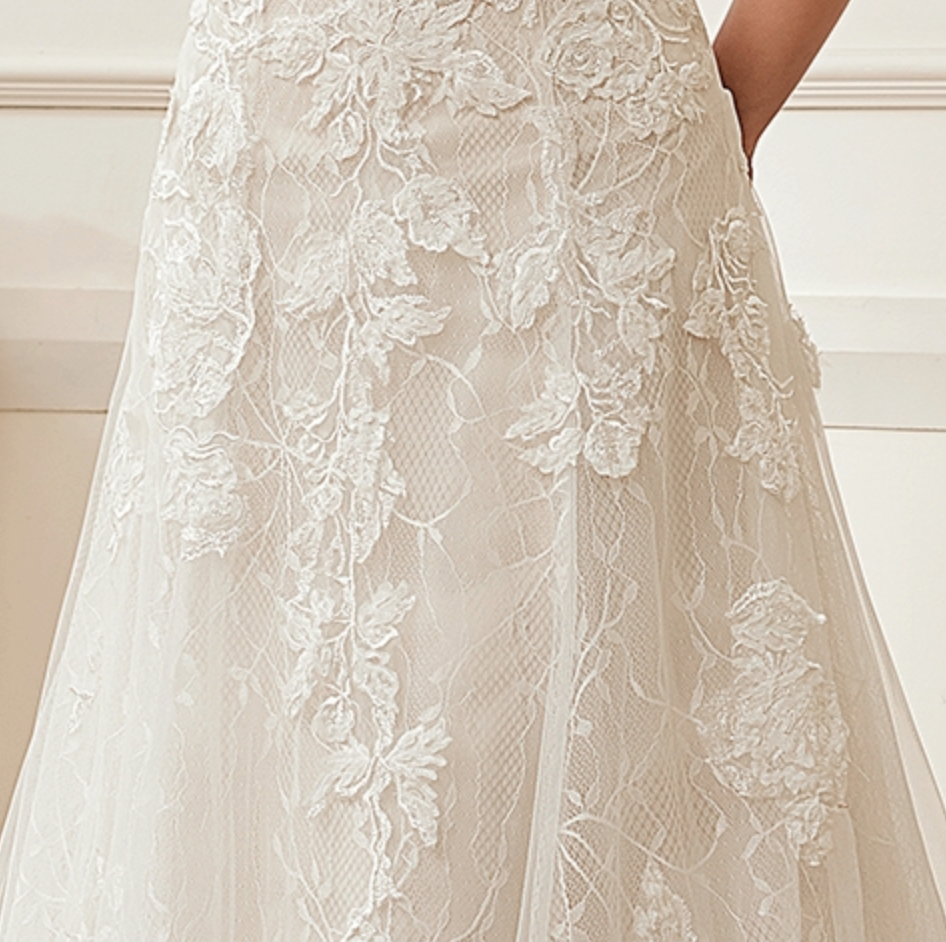 
                      
                        Romantic A-Line V-neck Floral Applique Court Train Bridal Gown
                      
                    