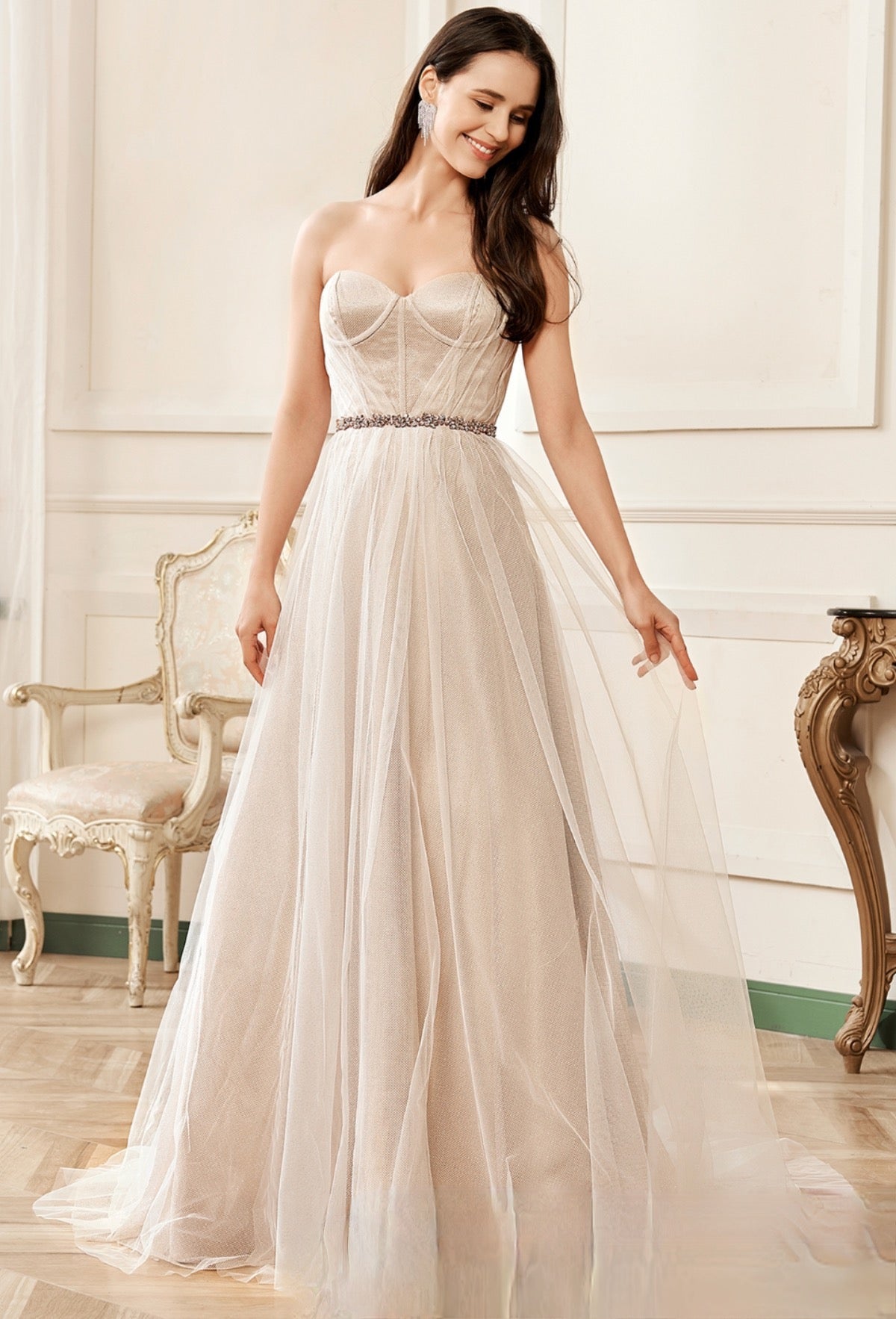 Shimmer Pink Sweetheart Corset Bridal Gown in Sparkle Tulle – TulleLux  Bridal Crowns & Accessories