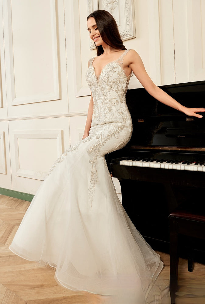 
                      
                        Mermaid Embroidered Heavy Beaded Wedding Dress
                      
                    
