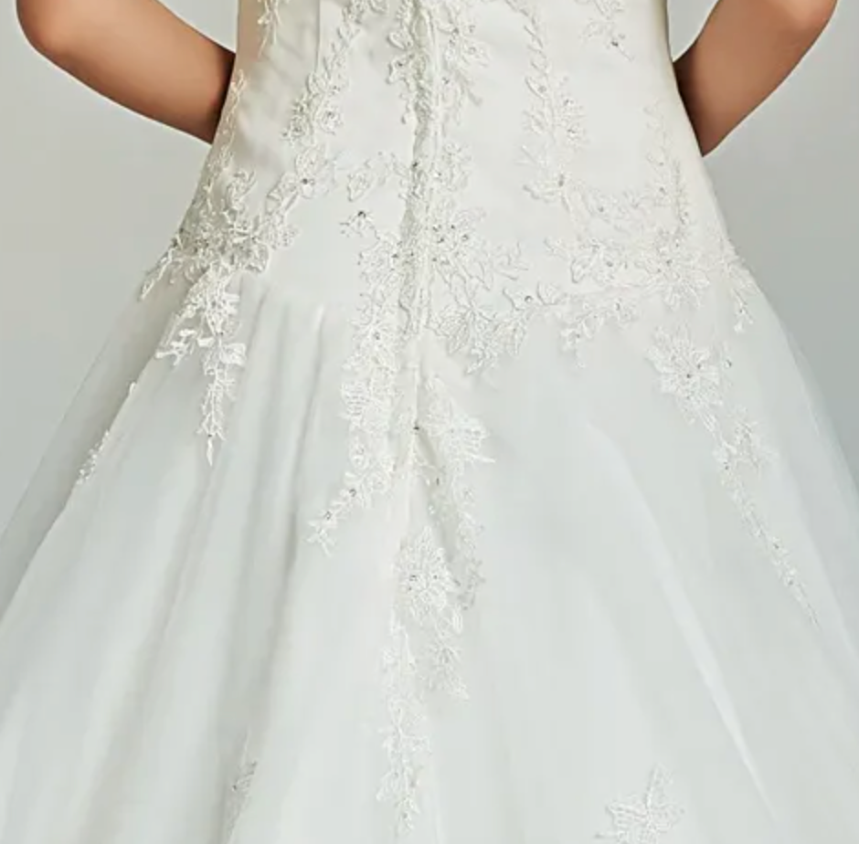 
                      
                        Elegant A-Line Sheer Back Bridal Gown With Appliques
                      
                    