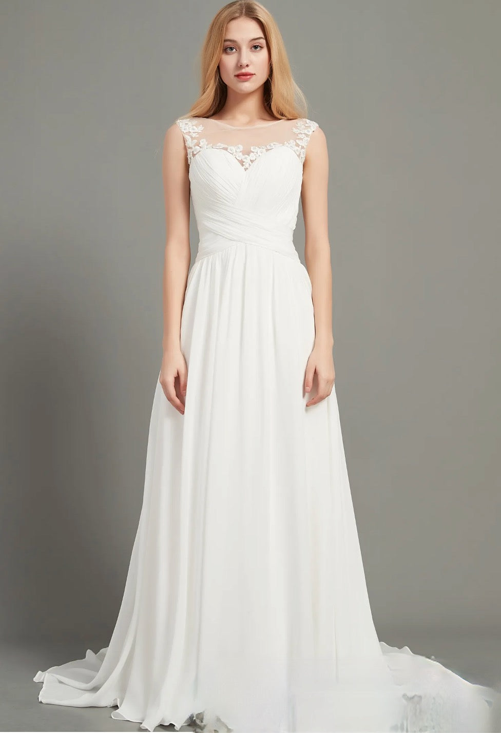 Illusion Bateau Neck A-Line Wedding Dress