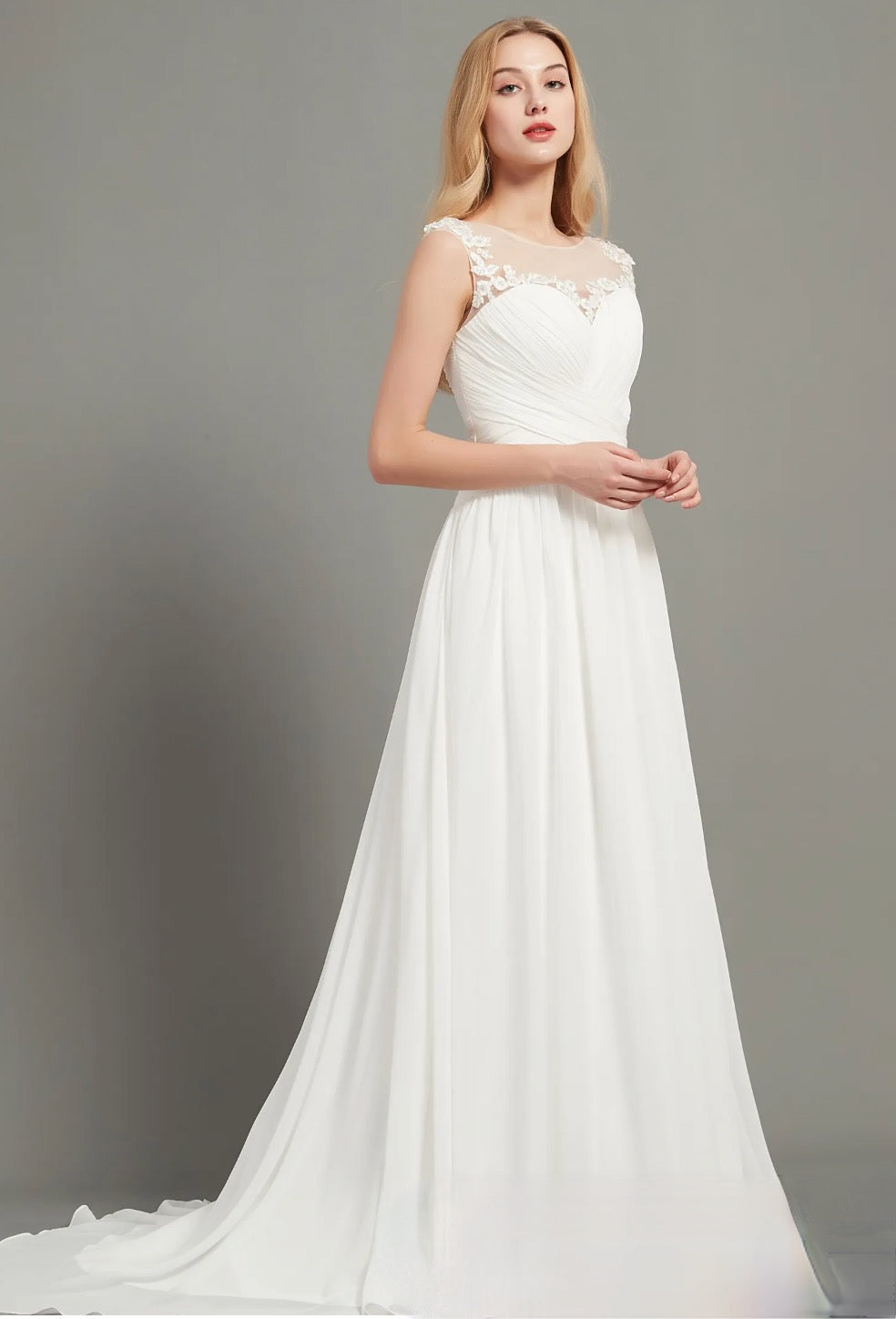 Illusion Bateau Neck A-Line Wedding Dress