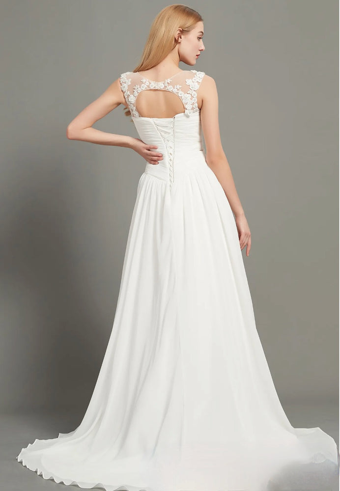 Illusion Bateau Neck A-Line Wedding Dress
