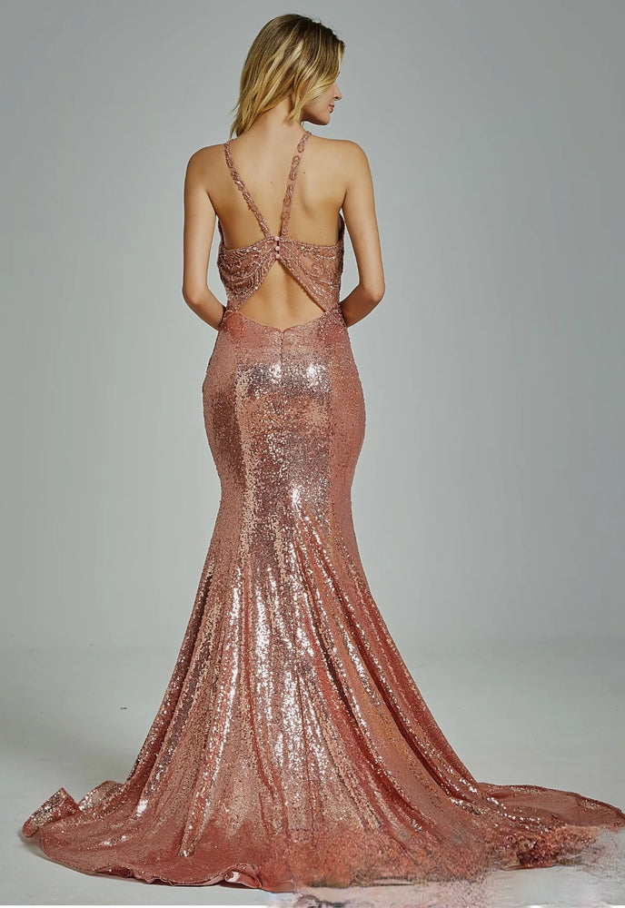 
                      
                        Stretch Halter Neckline Sequin Mermaid Bridesmaid Dress
                      
                    