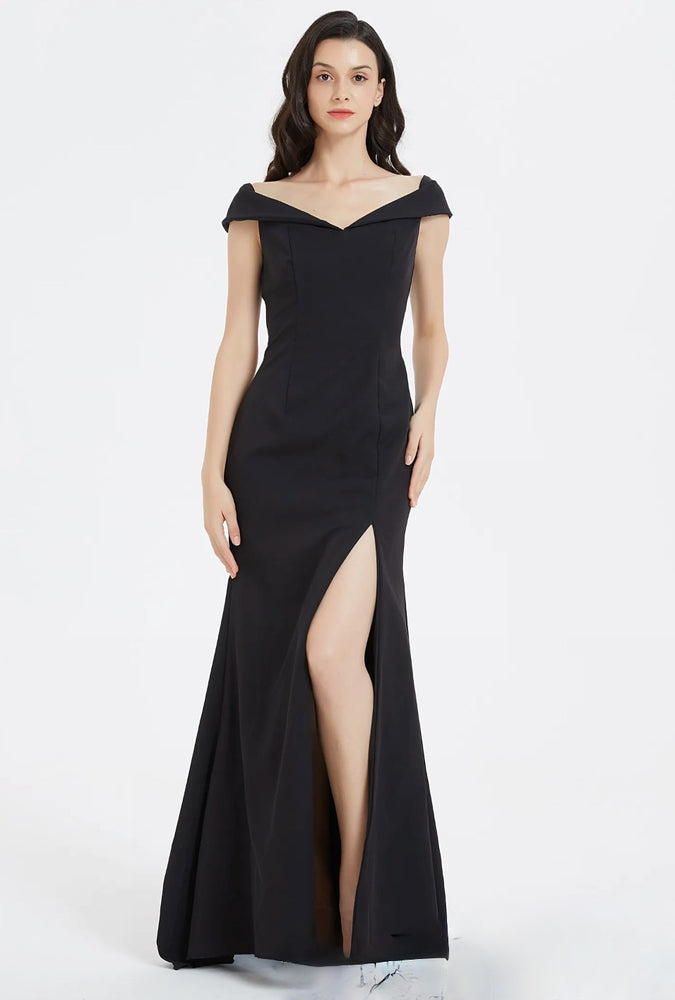 
                      
                        Classic Off The Shoulder Split Long Bridesmaid Dress
                      
                    