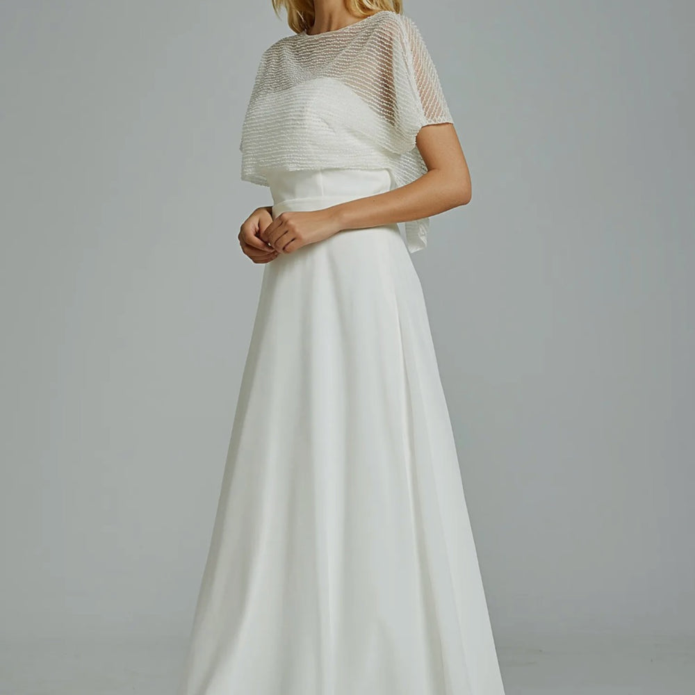 
                      
                        Chic Strapless A-Line Wedding Dress With Beading Seperate Jacket
                      
                    