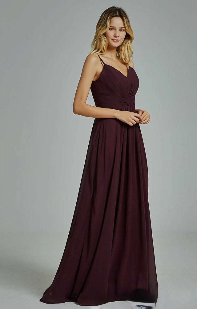 
                      
                        Spaghetti Straps Chiffon Bridesmaid Dress with Twist Front Bodice
                      
                    