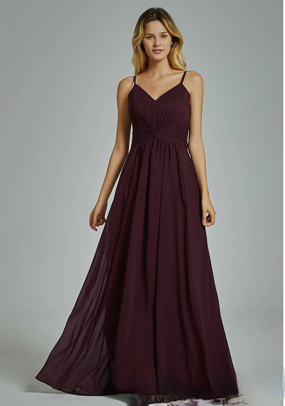 Spaghetti strap chiffon bridesmaid dress hotsell