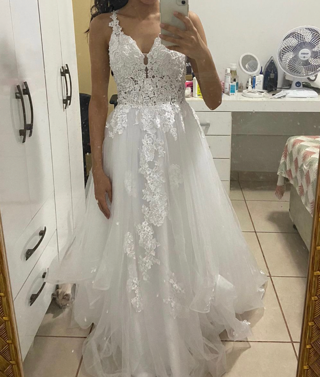 
                      
                        Boho Beach Chic A-Line Tulle Flower Sweep Train Wedding Bridal Dress
                      
                    