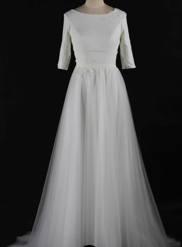 
                      
                        Simple Boho Half Sleeves A-Line Wedding Dress
                      
                    