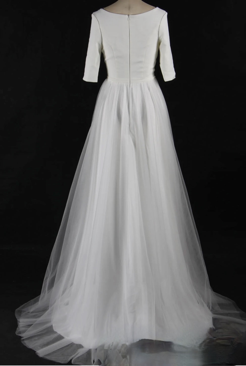 Simple Boho Half Sleeves A-Line Wedding Dress