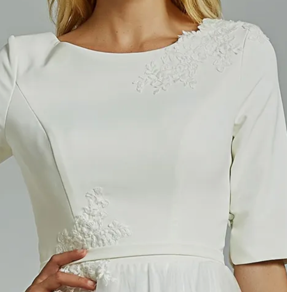 
                      
                        Simple Boho Half Sleeves A-Line Wedding Dress
                      
                    