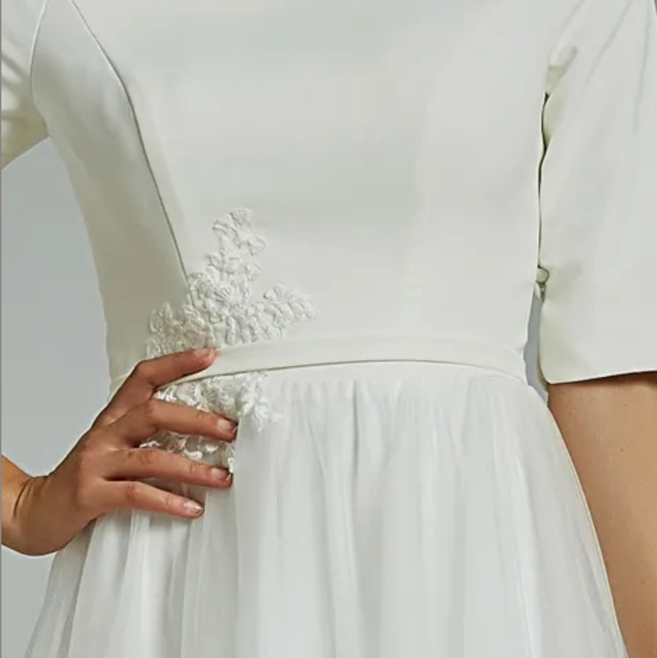 
                      
                        Simple Boho Half Sleeves A-Line Wedding Dress
                      
                    