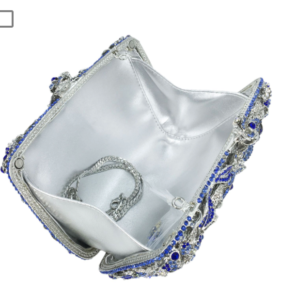 Crystal Women Evening Clutches Wedding Party Handbag Clutch Purse-Platinum  color