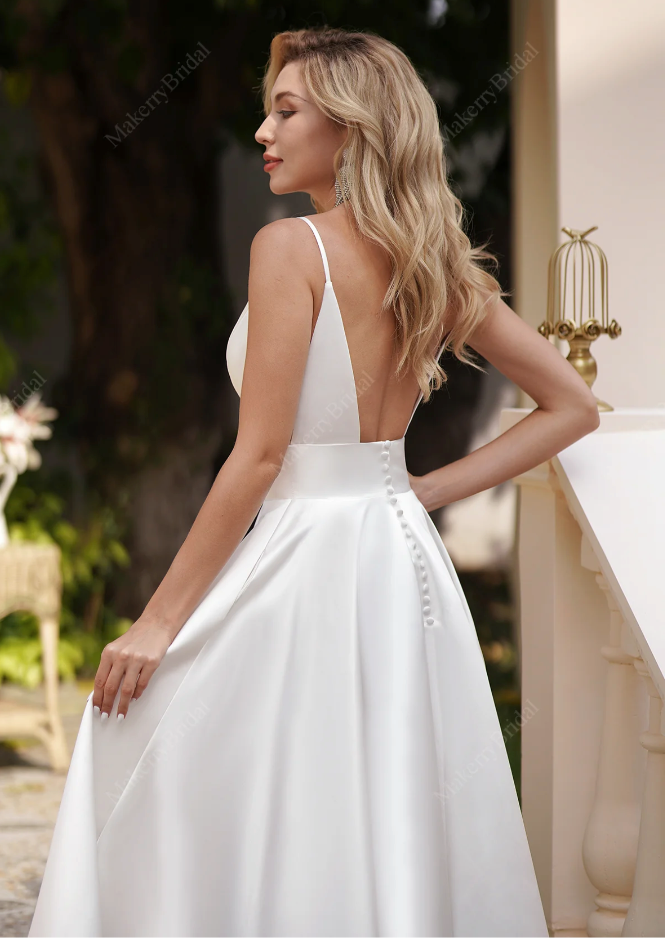 Simple Short Satin Wedding Dress With Pockets – TulleLux Bridal Crowns ...
