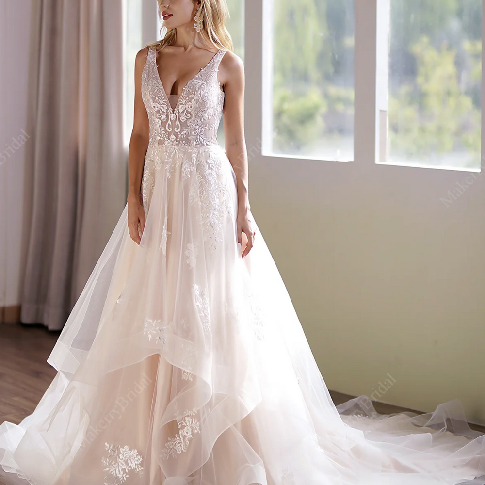 
                      
                        Illusion Lace Ball Gown Sleeveless Bodice  V-Neck Neckline
                      
                    
