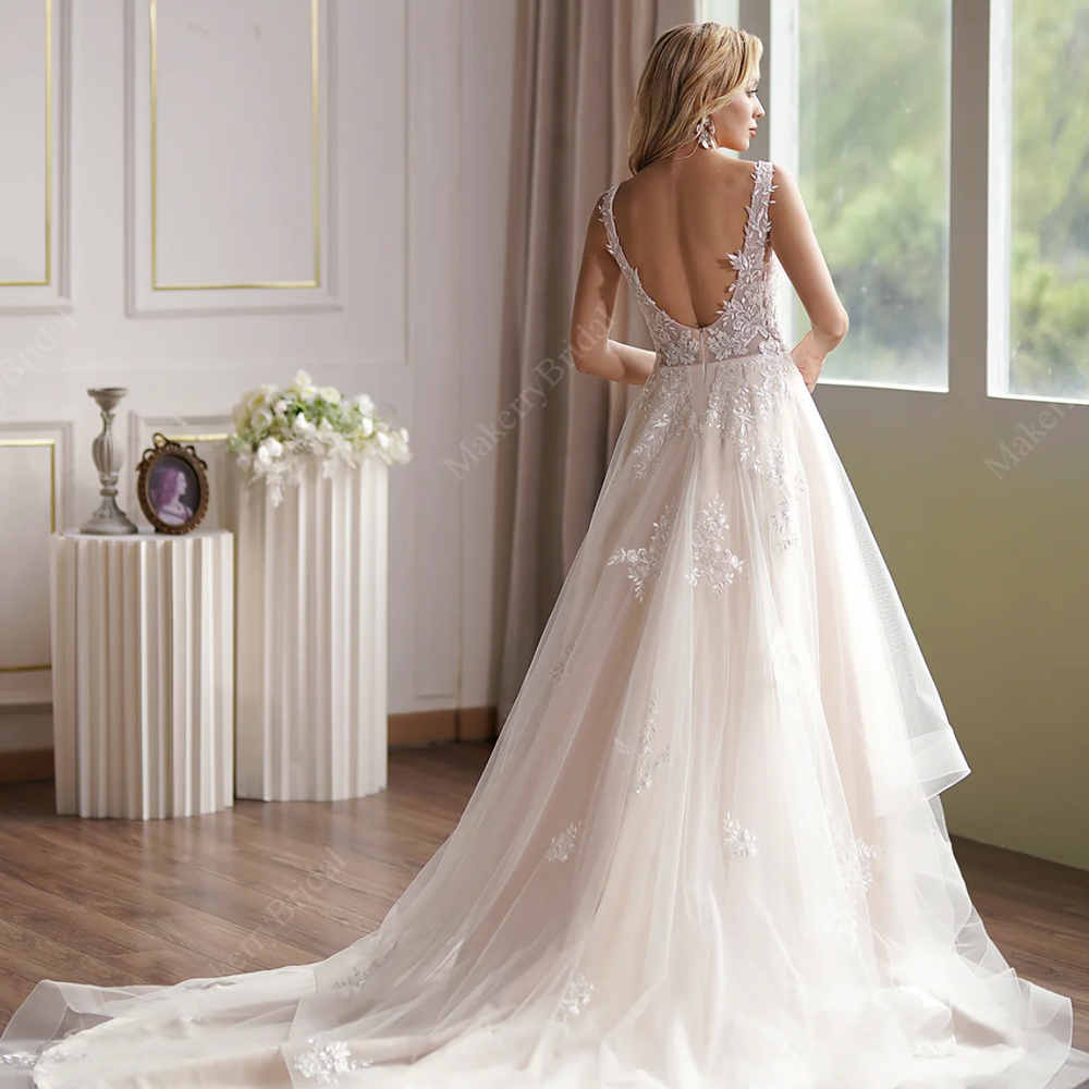 
                      
                        Illusion Lace Ball Gown Sleeveless Bodice  V-Neck Neckline
                      
                    