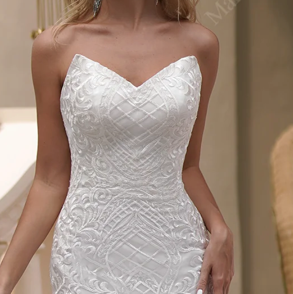 Spaghetti Strap Sweetheart Neckline Fit And Flare Wedding Dress