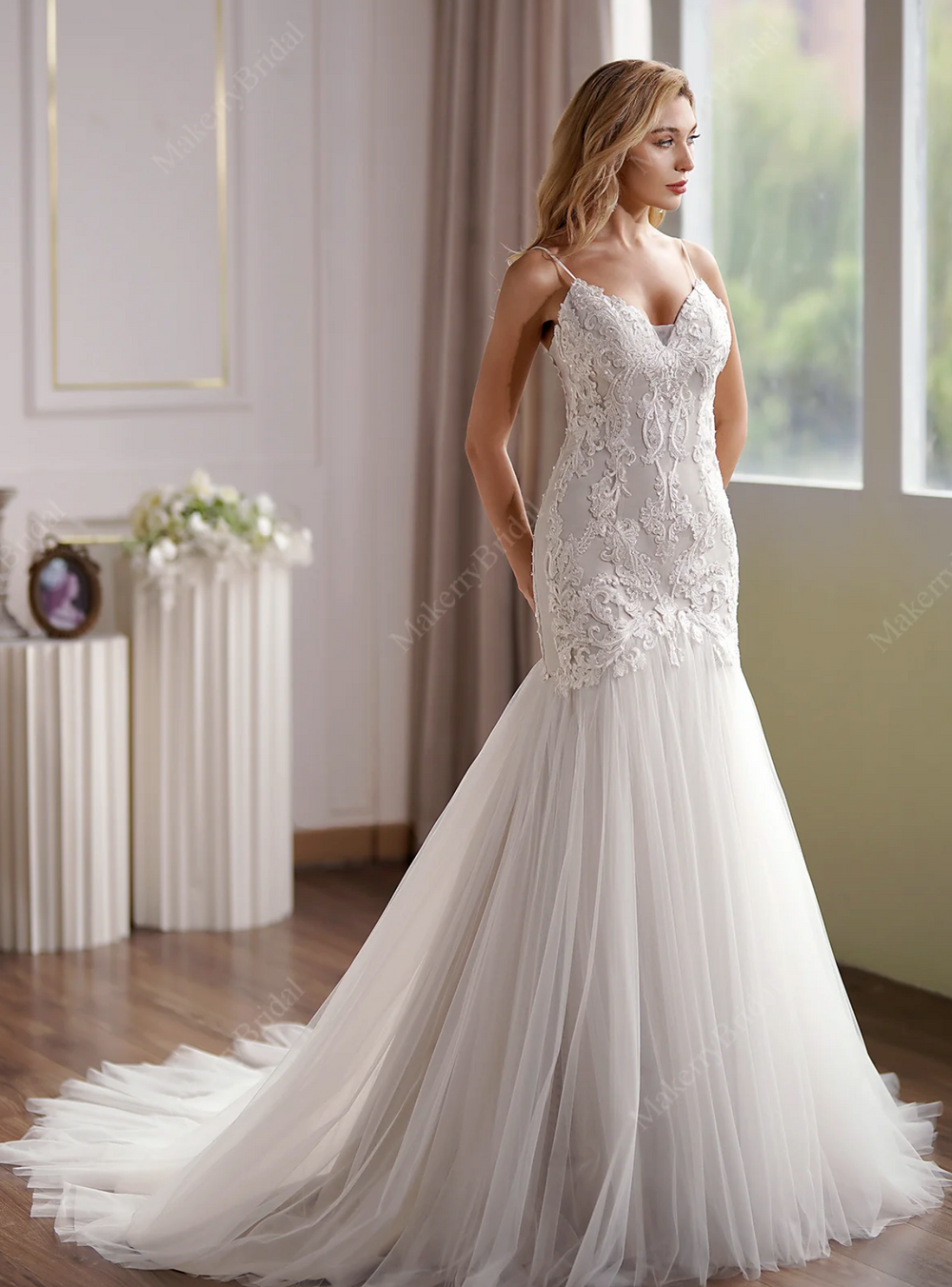 Curve-Hugging Beaded Lace Mermaid Wedding Gown With Breathtaking Illusion Back