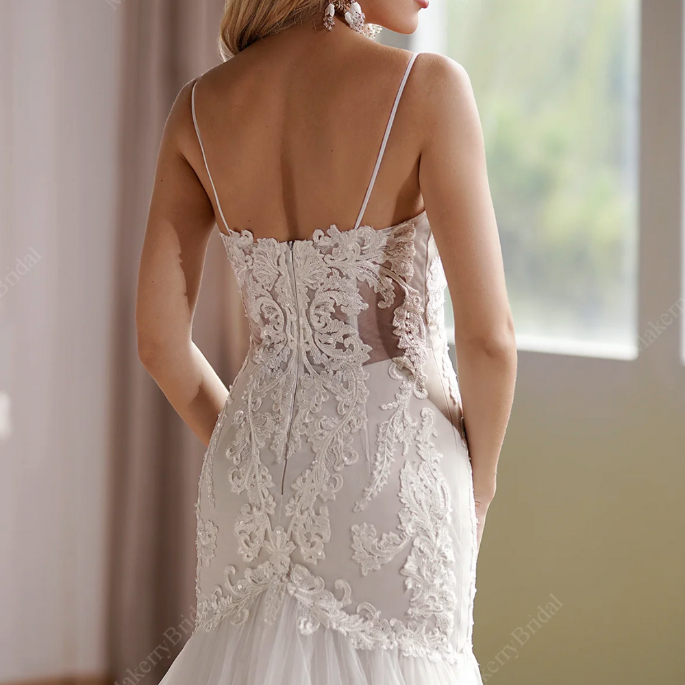 
                      
                        Curve-Hugging Beaded Lace Mermaid Wedding Gown With Breathtaking Illusion Back
                      
                    