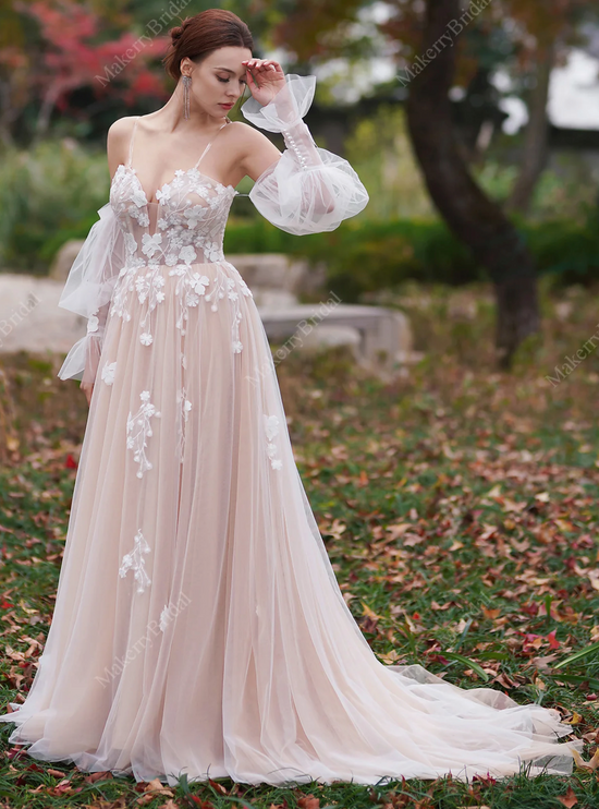 Load image into Gallery viewer, Elegant 3D Flower Appliques A-Line Wedding Dress
