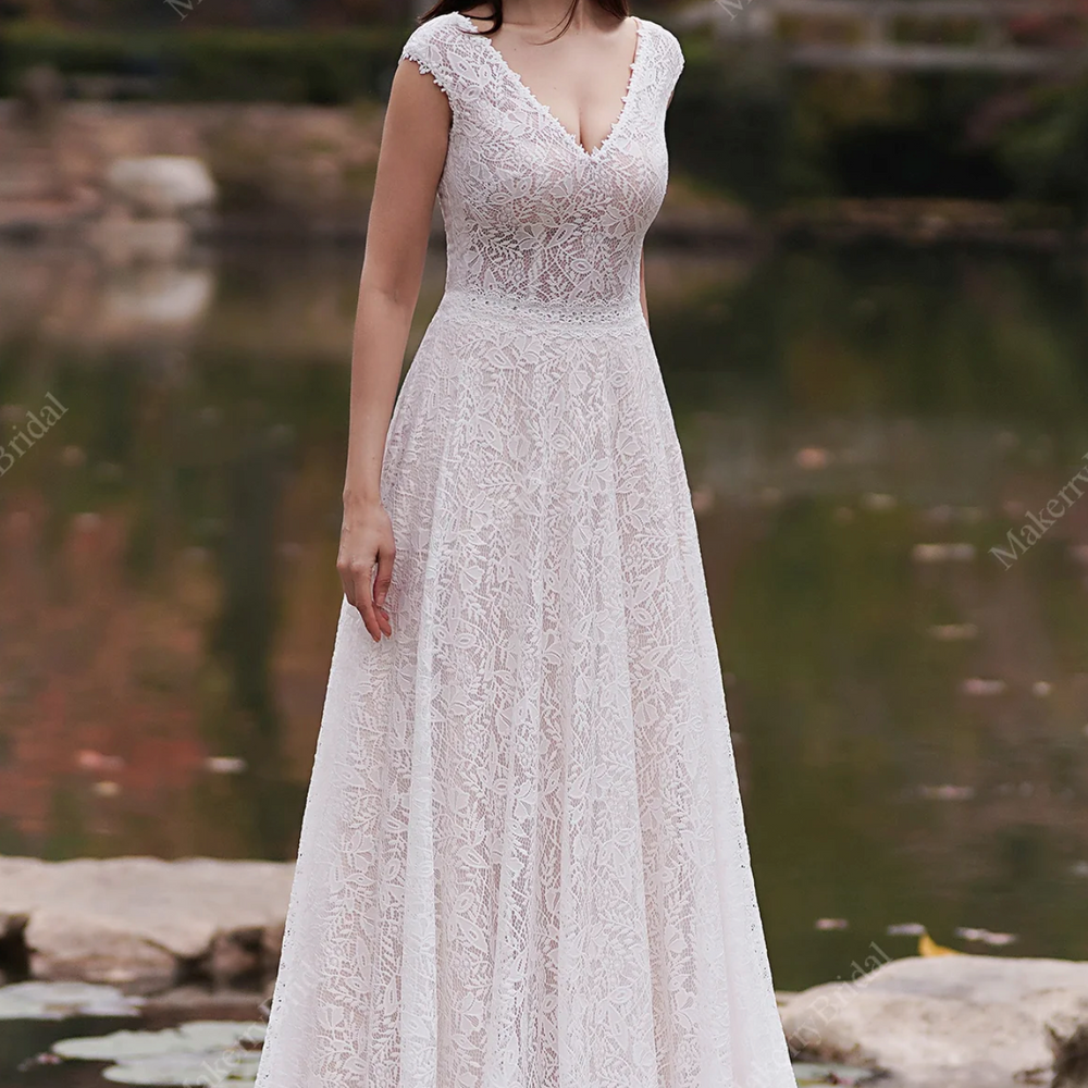 Romantic Pink  Beach A-Line Wedding Dress