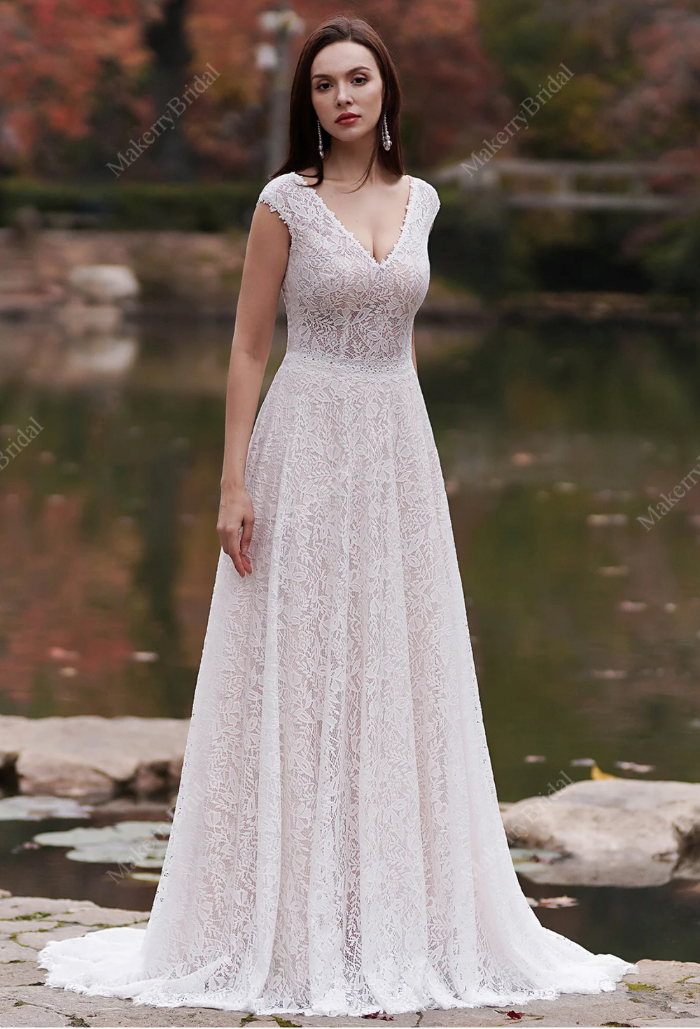 Romantic Pink  Beach A-Line Wedding Dress