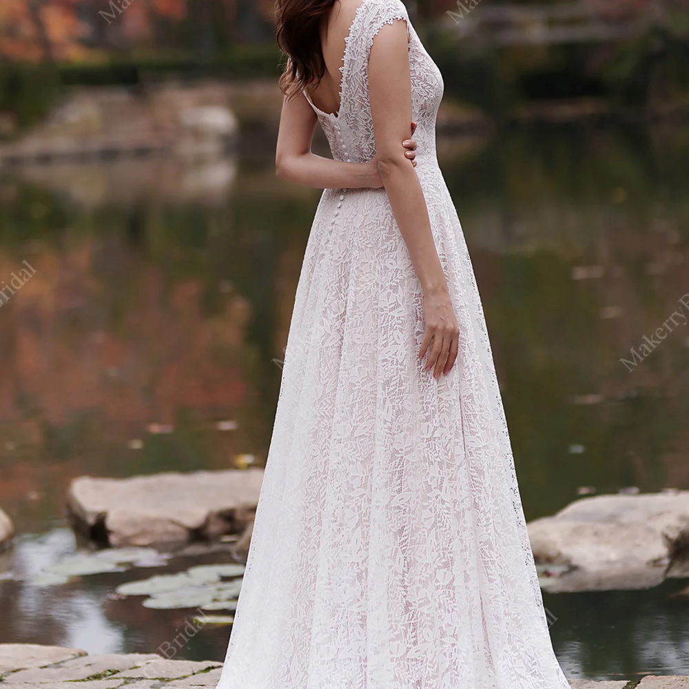 Romantic Pink  Beach A-Line Wedding Dress