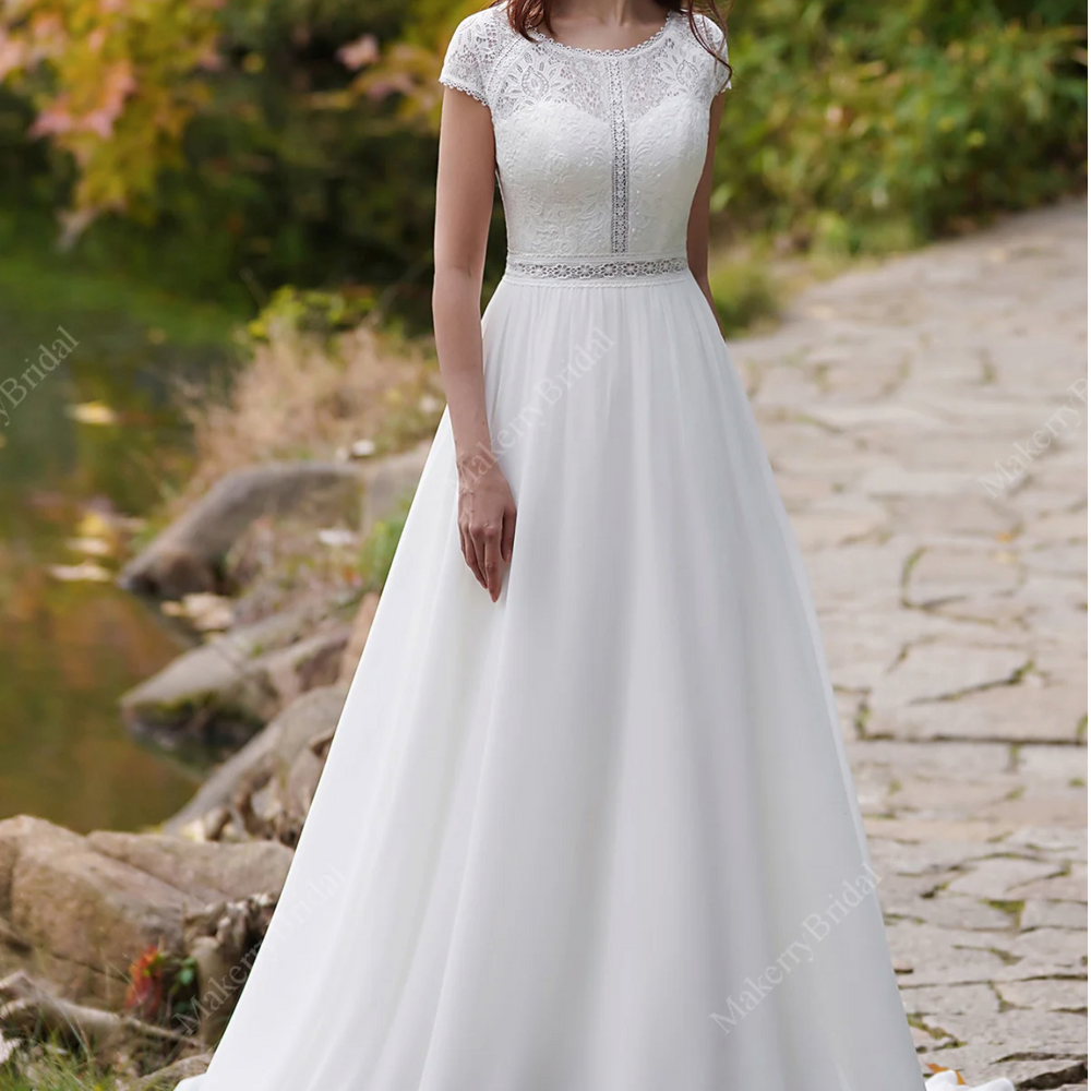 
                      
                        Cap Sleeves Chiffon Bohemian Wedding Dress
                      
                    