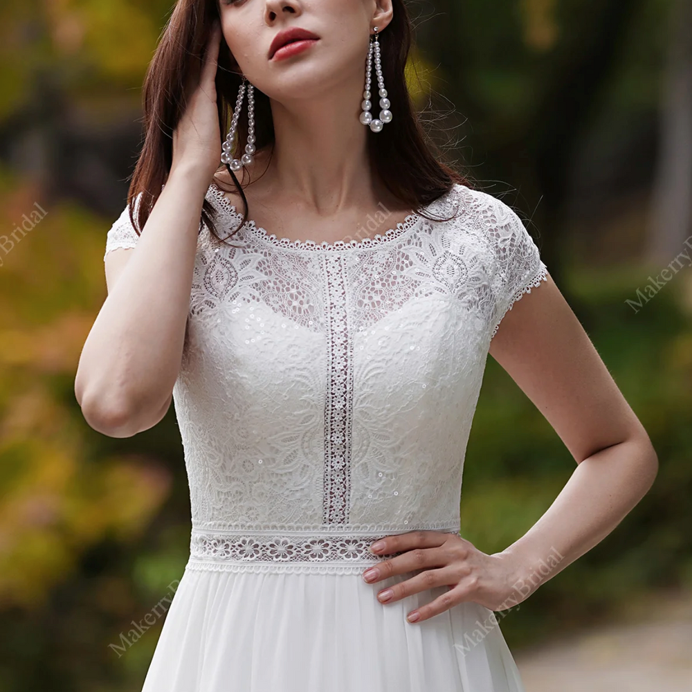 
                      
                        Cap Sleeves Chiffon Bohemian Wedding Dress
                      
                    
