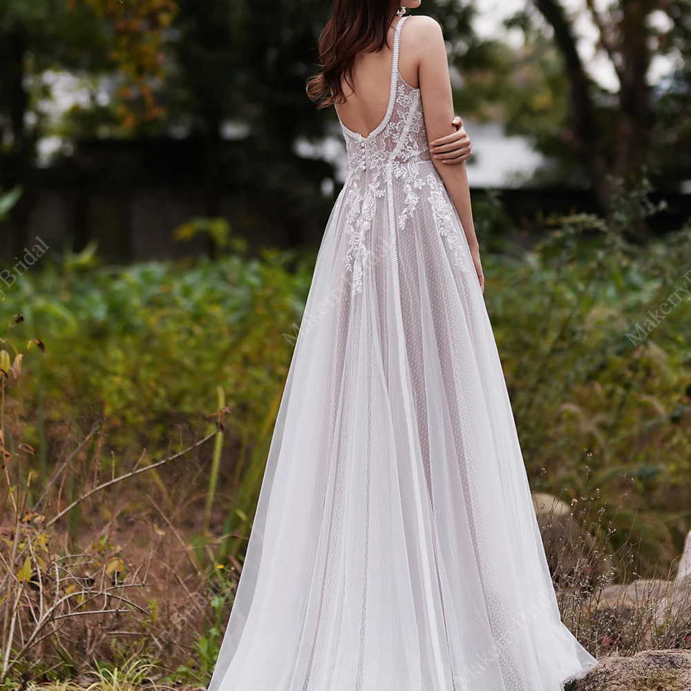 Bohemian Lace And Floral Wedding Dress