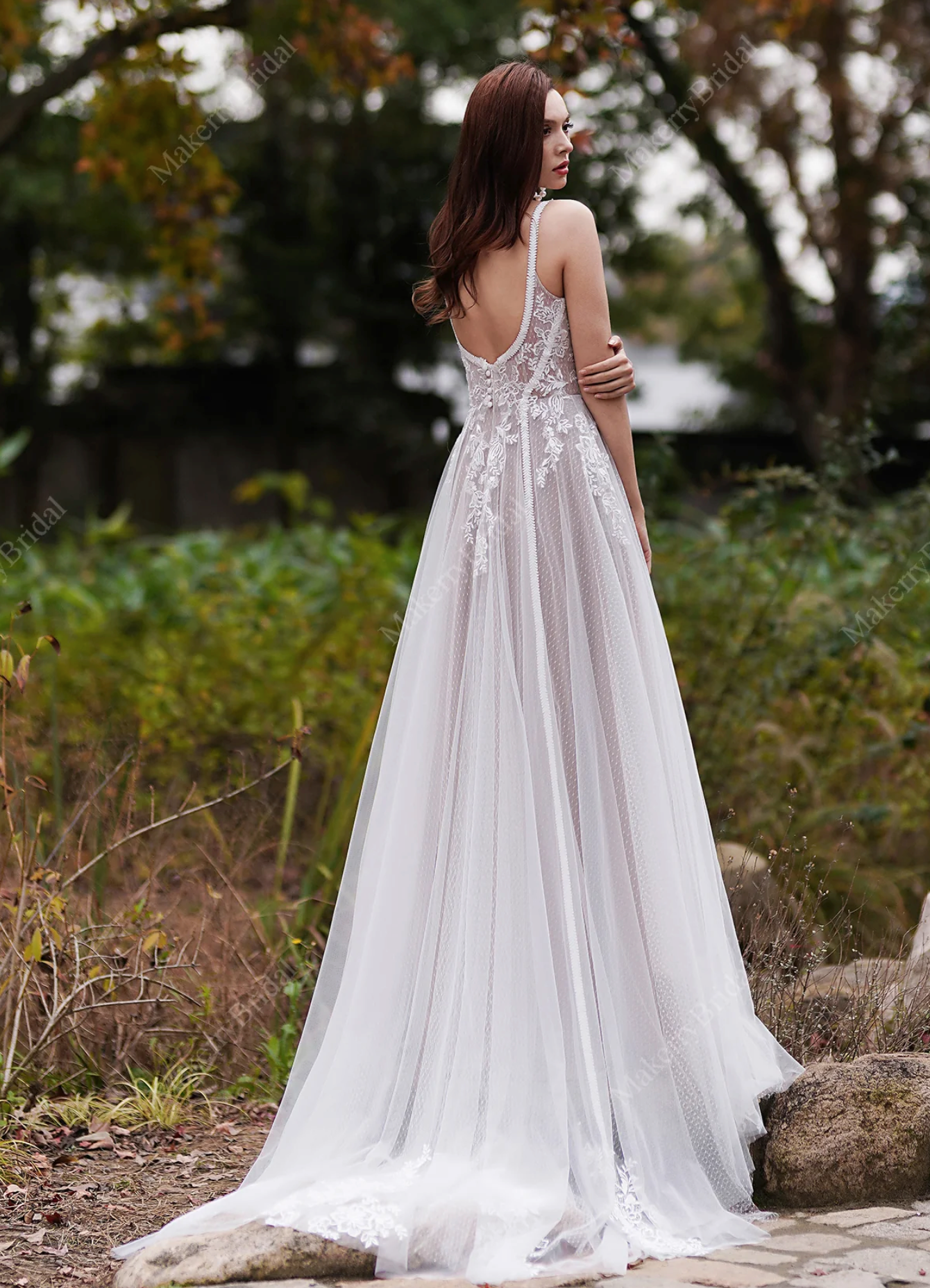 Bohemian Lace And Floral Wedding Dress