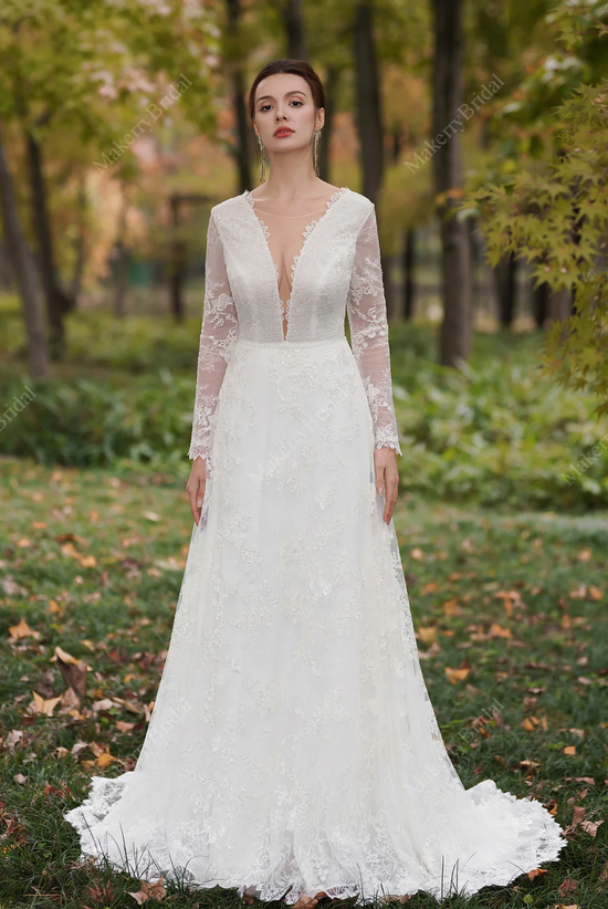 Lace Gown With Long Sleeves