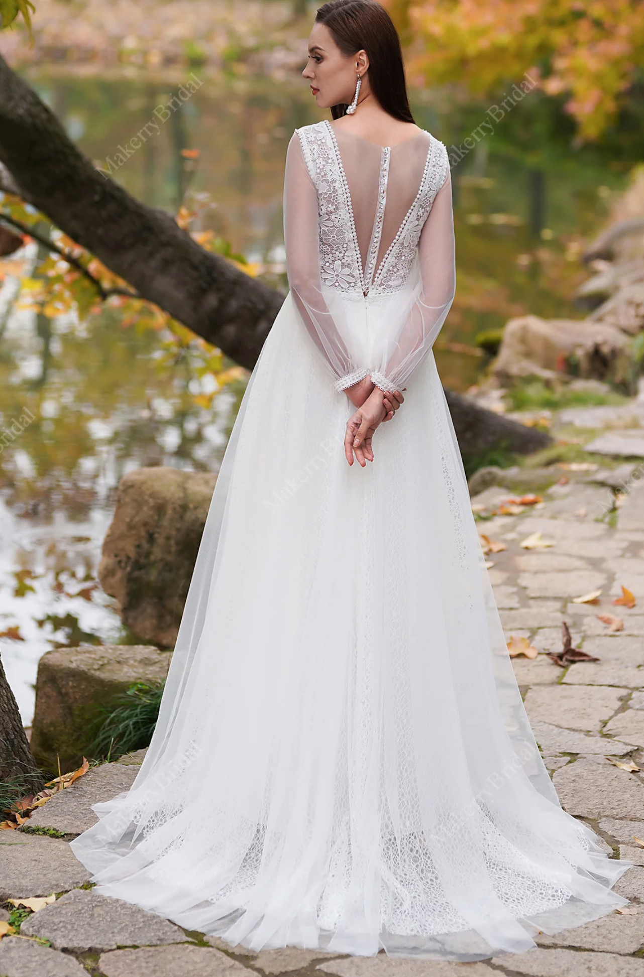 Vintage Boho Lace Wedding Dresses With Long Sleeves