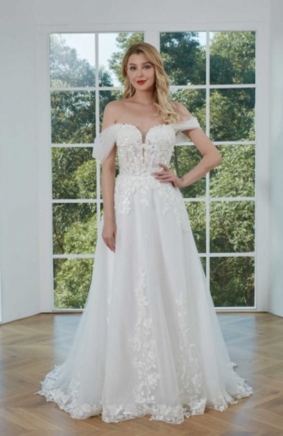 Floral Lace Tulle Bridal Wedding Dress